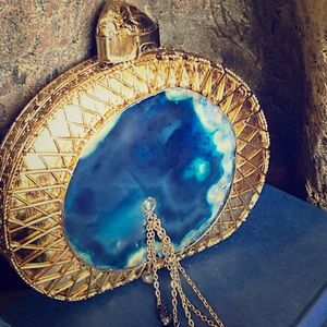 Brand new hand made Agate stone clutch